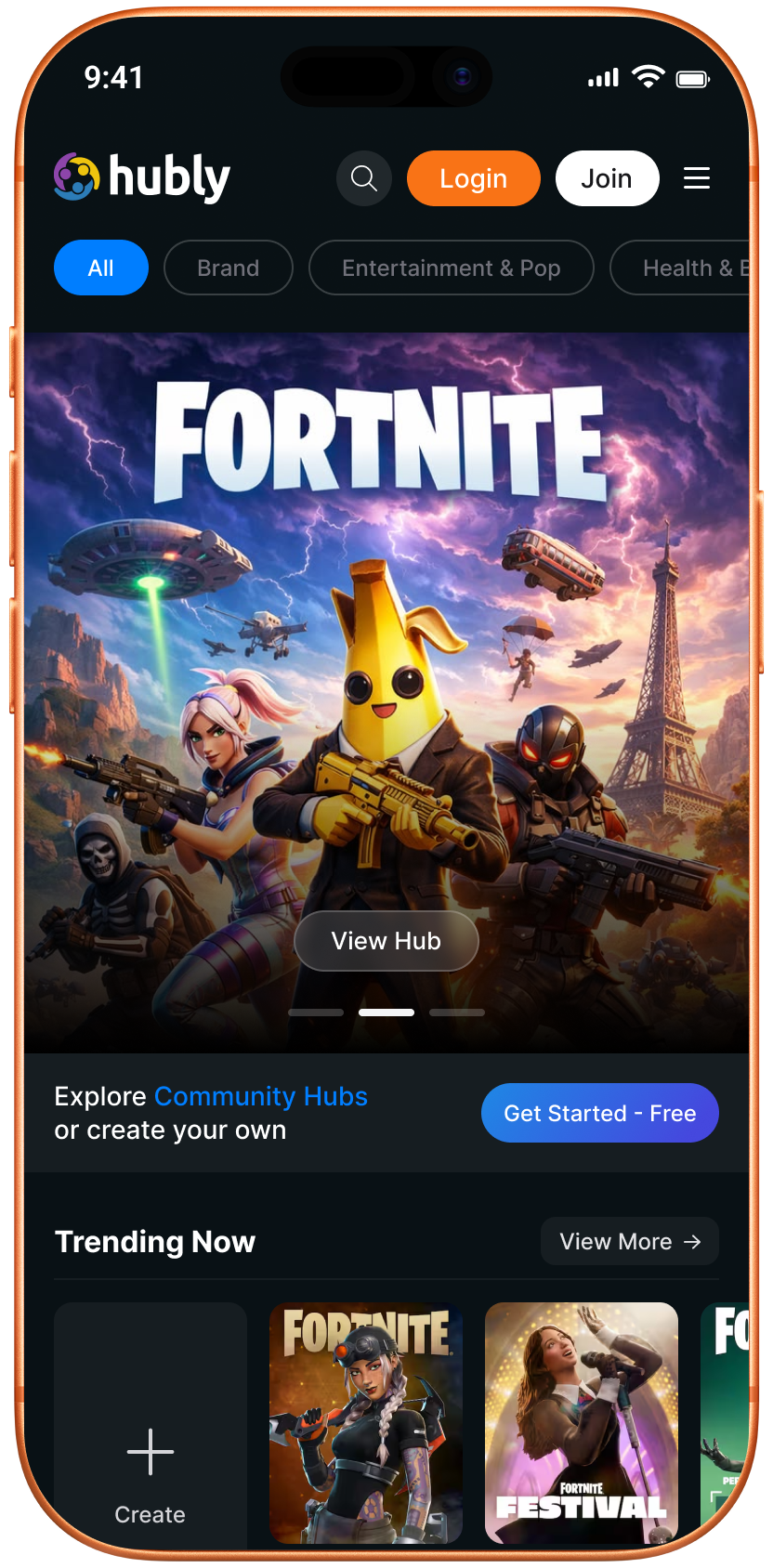 Hubly community discovery screen