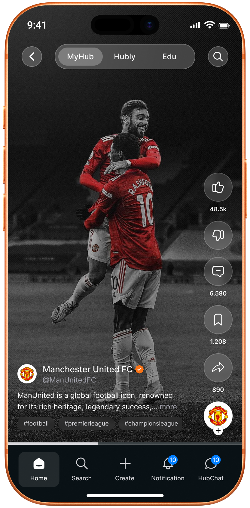 Hubly Manchester United community video feed